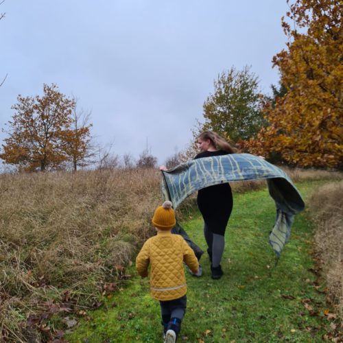 blue and green 100% organic cotton woven wrap