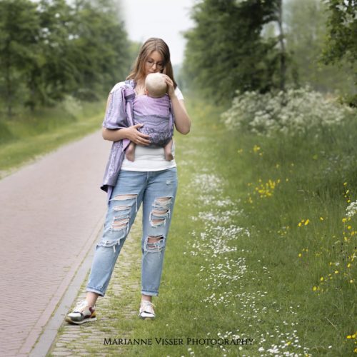 pink lilac grey woven wrap sling