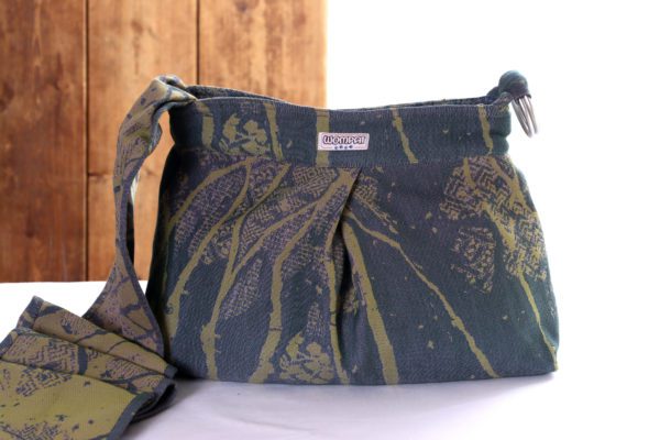 blue and green 100% organic cotton babywearing bag