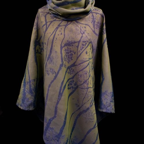 blue and green 100% organic cotton poncho