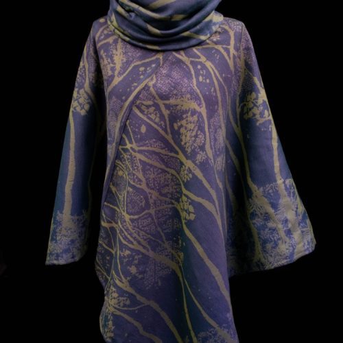 blue and green 100% organic cotton poncho