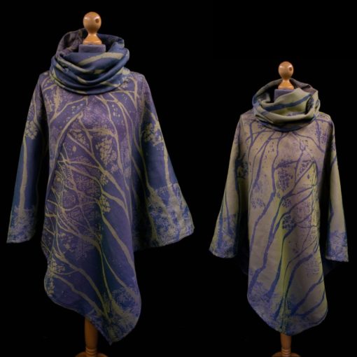 blue and green 100% organic cotton poncho