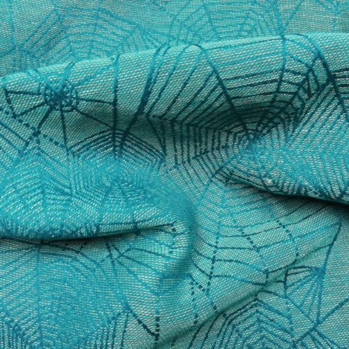 shimmery teal and turquoise cobwebs jacquard woven fabric