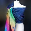 navy and rainbow ring sling with star design