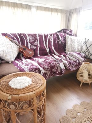 burgundy and cream birch trees pattern blanket