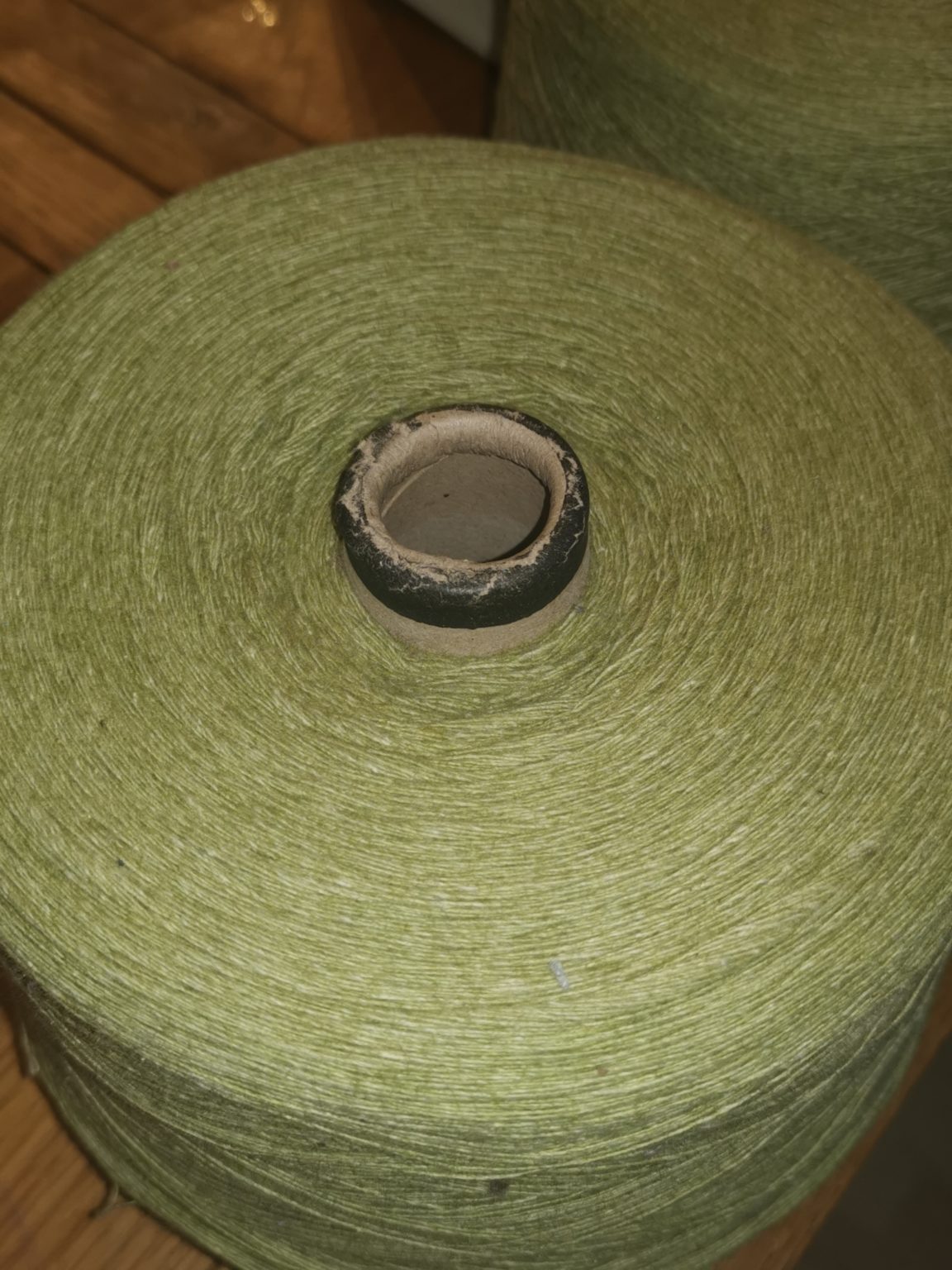 'Moss' green yarn cones ⋆ Firespiral Slings